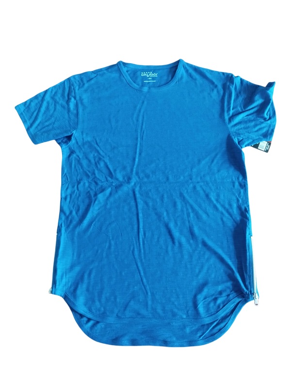 plus long t shirt with currved hem & zipper aside